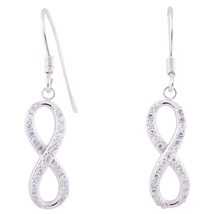 Infinity Dangle Earrings with clear Cubic Zirconias